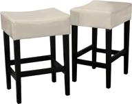 lopez backless leather counter stools by christopher knight home - 2-pcs set in elegant ivory логотип