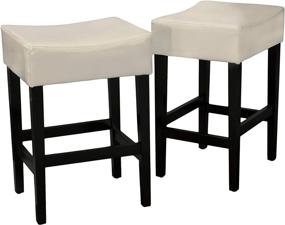 img 4 attached to Lopez Backless Leather Counter Stools by Christopher Knight Home - 2-Pcs Set in Elegant Ivory