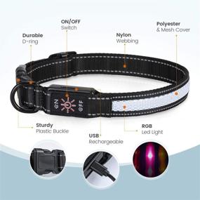 img 2 attached to 🐶 IOKHEIRA LED Flashing Dog Collar: USB Rechargeable, 7 Lighting Modes, Adjustable Size for Night Safety & Visibility (L)