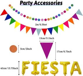 img 1 attached to 🎉 Fiesta Decorations Mexican Theme - Multicolor Mexican Banners, Foil Fiesta Balloons, Paper Pompoms, Tablecloth Garlands, String Pennant, Festival Theme Swirls for Cinco De Mayo Party Supplies by ZERODECO