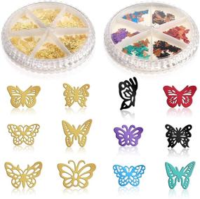 img 4 attached to 🦋 400-Piece Butterfly Resin Fillers Set: 12 Styles of Alloy Epoxy Resin Supplies for DIY Jewelry Resin Making Projects - Multi-Colors