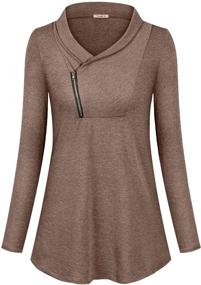 img 3 attached to 👚 Cyanstyle Women's Zipper Cowl Neck Sweatshirts - Long Sleeve Pullover, Solid Color, Sporty Tops