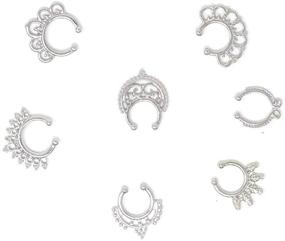 img 3 attached to 💍 Stylish Honbay 7pcs Mix Silver Fake Septum Clicker: Non-Piercing Nose Ring Clip - Trendy Body Jewelry