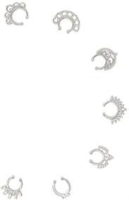 img 2 attached to 💍 Stylish Honbay 7pcs Mix Silver Fake Septum Clicker: Non-Piercing Nose Ring Clip - Trendy Body Jewelry