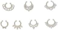 💍 stylish honbay 7pcs mix silver fake septum clicker: non-piercing nose ring clip - trendy body jewelry logo