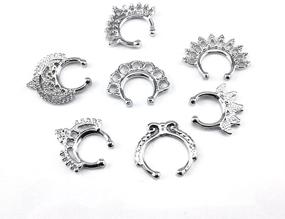 img 1 attached to 💍 Stylish Honbay 7pcs Mix Silver Fake Septum Clicker: Non-Piercing Nose Ring Clip - Trendy Body Jewelry