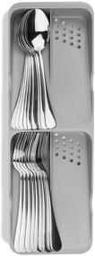 img 2 attached to 🍴 Silverware Organizer Box: Kitchen Drawer Organizer with Cutlery Tray for Flatware and Utensil Storage - Small Partition Storage (Gray)