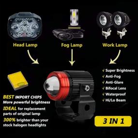 img 2 attached to Мотоциклетный LED противотуманный свет 3000K янтарно-желтый 6500K белый фары 24W 3000LM IP65 высокий/низкий луч Световой пятно Внутридневной ходовые огни для джипа Легкового автомобиля Внедорожника Грузовика ATV (Мини-тумано-24W-M) - Улучшенная SEO