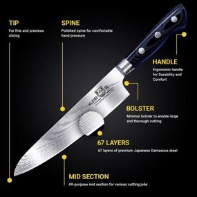 img 2 attached to 🔪 KUMA Ultimate Damascus Knife - 8 Inch Japanese Chef Knife, AUS10 Core - Superior Corrosion and Stain Resistance - Ergonomic G10 Handle & Sheath Crafted from Hardened Carbon Steel