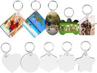 🔑 bihrtc 10pcs sublimation keychain blanks mdf diy blank keychain set - perfect for custom heat transfer ornament crafts and present making logo