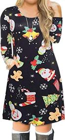 img 1 attached to 🎄 VISLILY Women's Plus Size Christmas Print Casual Swing T-Shirt Dress with Pockets: Festive and Stylish!