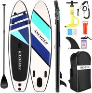 🏄 ancheer inflatable stand up paddle board - all-round sup board with backpack, bottom fin, waterproof bag, leash, adjustable paddle, and pump - complete accessories set logo