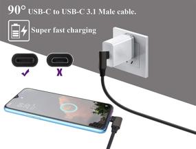 img 1 attached to AAOTOKK Right Angle USB C 3.1 Extension Cable Gen 2 10Gbps 90 Degree Type C 3.1 USB Male to Male Cable - Supports Charging, Data, Audio, Video - Compatible with Samsung S10 S9 S9+ S8, MacBook (1M/3Ft)