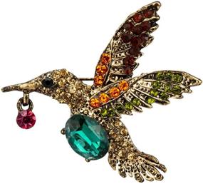 img 2 attached to 🦢 Elegant Bird Lapel Pin with Green Semi Precious Stone and Multicolour Stone Detailing - Perfect for Knighthood