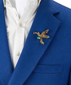 img 1 attached to 🦢 Elegant Bird Lapel Pin with Green Semi Precious Stone and Multicolour Stone Detailing - Perfect for Knighthood