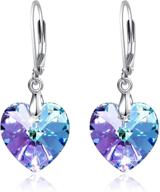 💎 exquisite heart crystals earrings: stylish sterling silver leverback jewelry with austria crystals - perfect gifts for wife, moms, and girls logo