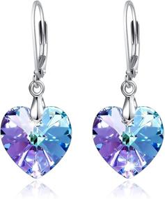 img 4 attached to 💎 Exquisite Heart Crystals Earrings: Stylish Sterling Silver Leverback Jewelry with Austria Crystals - Perfect Gifts for Wife, Moms, and Girls