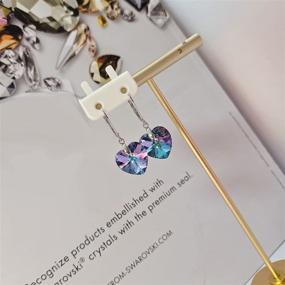 img 2 attached to 💎 Exquisite Heart Crystals Earrings: Stylish Sterling Silver Leverback Jewelry with Austria Crystals - Perfect Gifts for Wife, Moms, and Girls