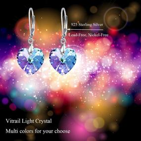 img 3 attached to 💎 Exquisite Heart Crystals Earrings: Stylish Sterling Silver Leverback Jewelry with Austria Crystals - Perfect Gifts for Wife, Moms, and Girls