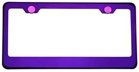 img 2 attached to 🔮 Передний/задний держатель номерного знака из нержавеющей стали T304 с отделкой польским фиолетовым хромом - с алюминиевой крышкой на винтах