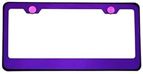 img 1 attached to 🔮 T304 Stainless Steel License Plate Frame Holder in Polish Purple Chrome Finish - Front/Rear Bracket with Aluminum Screw Cap