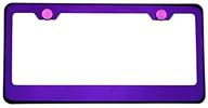 🔮 t304 stainless steel license plate frame holder in polish purple chrome finish - front/rear bracket with aluminum screw cap logo
