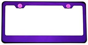 img 4 attached to 🔮 T304 Stainless Steel License Plate Frame Holder in Polish Purple Chrome Finish - Front/Rear Bracket with Aluminum Screw Cap