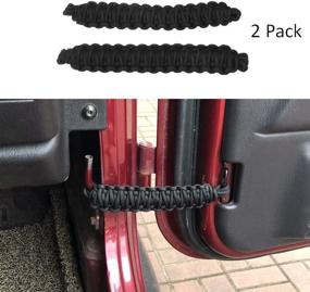 img 4 attached to 🚪 ZGAUTO Jeep Wrangler Paracord Door Limiting Straps: 550lb Strength Swing Limiter Pair (2 Pieces, Black)