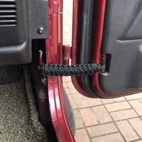 img 2 attached to 🚪 ZGAUTO Jeep Wrangler Paracord Door Limiting Straps: 550lb Strength Swing Limiter Pair (2 Pieces, Black)