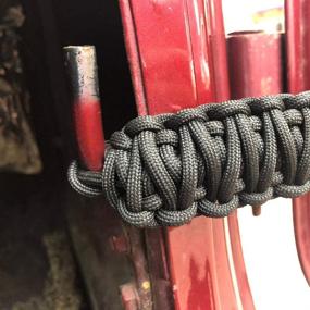 img 1 attached to 🚪 ZGAUTO Jeep Wrangler Paracord Door Limiting Straps: 550lb Strength Swing Limiter Pair (2 Pieces, Black)