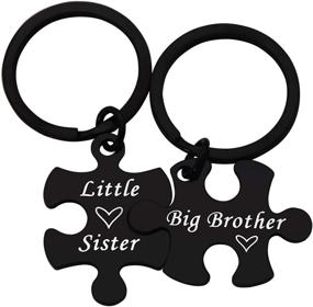 img 4 attached to Sibling Puzzle Keychain Set - Big Brother & Little Sister Gifts - Beeshion Family Jewelry