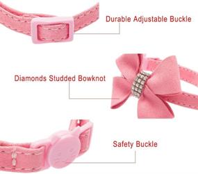 img 2 attached to 🐱 Adjustable Safety Cat Collar with Breakaway Buckle, Velvet Rhinestone Diamonds and Bell Bowtie - 2 Pack (Pink & Black)