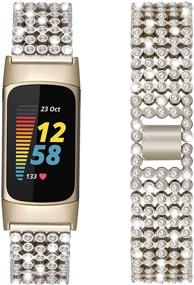 img 4 attached to 💎 KOREDA Fitbit Charge 5 Bands for Women - Bling Diamond Rhinestone Metal Wristband Replacement - Champaign Gold - Compatible with Fitbit Charge 5 Advanced Fitness & Health Tracker