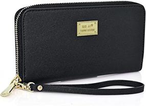 img 4 attached to 👛 Stylish PU Leather Zipper Long Wallet with Credit Card Slots and Detachable Strap for Women