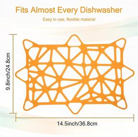 img 3 attached to 🍽️ Yellow Stretchable Silicone Mesh for Dishwashers - Prevents Plastic Bowls, Bottles, and Cups from Tipping Over - Fits Most Dishwasher Sizes (9.8 x 14.5 Inch)