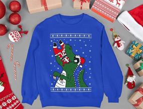 img 1 attached to T Rex Santa Christmas Sweater Sweatshirt Boys' Clothing ~ Fashion Hoodies & Sweatshirts