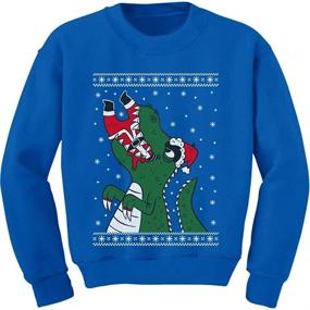 img 4 attached to T Rex Santa Christmas Sweater Sweatshirt Boys' Clothing ~ Fashion Hoodies & Sweatshirts