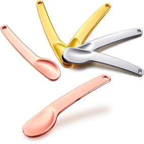 img 4 attached to Set of 6 Mini Curved Metal Cosmetic Spatulas - Metal Makeup Spatula Applicator and Beauty Scoop - Facial Cream Spoon for Women and Girls - Ideal for Mixing and Sampling Makeup