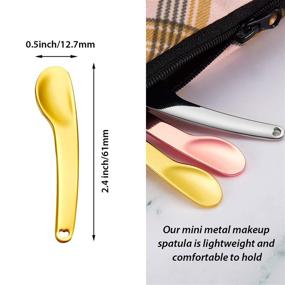 img 3 attached to Set of 6 Mini Curved Metal Cosmetic Spatulas - Metal Makeup Spatula Applicator and Beauty Scoop - Facial Cream Spoon for Women and Girls - Ideal for Mixing and Sampling Makeup