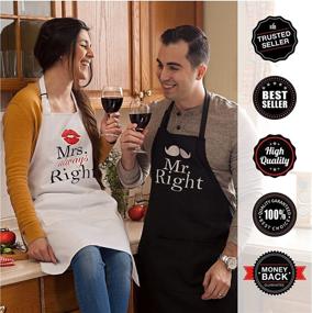 img 3 attached to 🎁 Nomsum Engagements, Weddings, Anniversaries Apron Set - Couples Gift Set, Mr. Right Mrs. Always Right, 2-Piece, One-size