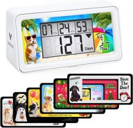 🕒 veriss digital 9999 days countdown clock timer with backlight - countdown your retirement, wedding, christmas, vacation & all calendar events - dog collection (white - 8 frames) логотип