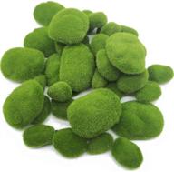 artificial moss rocks decorative - set of 40 | 4 sizes | green moss balls, stones, covered stones | fake moss decor for floral arrangements, fairy gardens, crafting logo