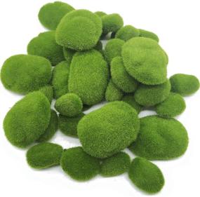 img 4 attached to Artificial Moss Rocks Decorative - Set of 40 | 4 Sizes | Green Moss Balls, Stones, Covered Stones | Fake Moss Decor for Floral Arrangements, Fairy Gardens, Crafting