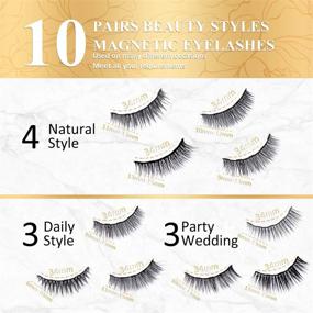 img 1 attached to 10 Pairs Magnetic Eyelashes with Eyeliner: Natural Look, Waterproof, Reusable Kit with Applicator - 3D False Magnetic Lashes and Liner Bundle (10 Pairs)