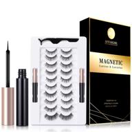 10 pairs magnetic eyelashes with eyeliner: natural look, waterproof, reusable kit with applicator - 3d false magnetic lashes and liner bundle (10 pairs) logo