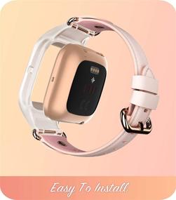 img 3 attached to I-Blason Band for Fitbit Versa 2, [Cosmo] Stylish Sporty Protective Case with Adjustable Leather Wristband (Marble) – Enhanced for SEO