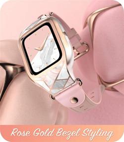 img 1 attached to I-Blason Band for Fitbit Versa 2, [Cosmo] Stylish Sporty Protective Case with Adjustable Leather Wristband (Marble) – Enhanced for SEO