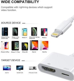 img 3 attached to 📱 Apple MFi Certified Lightning to HDMI Digital AV Adapter for iPhone iPad - 1080P HDMI Sync Screen Converter with Charging Port - Support All iOS - Ideal for HDTV, Projector, Monitor