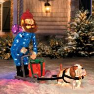 🛷 shop now: christmas 42" yukon cornelius dog sleigh scene outdoor tinsel rudolph the red nosed reindeer decoration logo