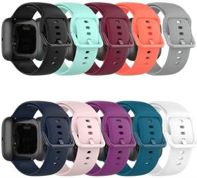 img 3 attached to Водонепроницаемые силиконовые запасные браслеты для Fitbit Versa - набор из 10 штук для женщин и мужчин